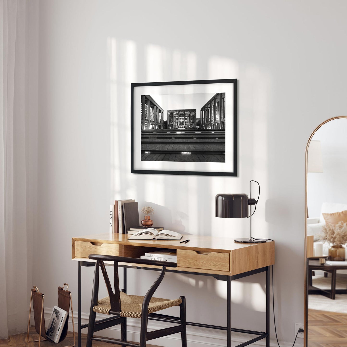 Black and white fine art print of Lincoln Center New York City