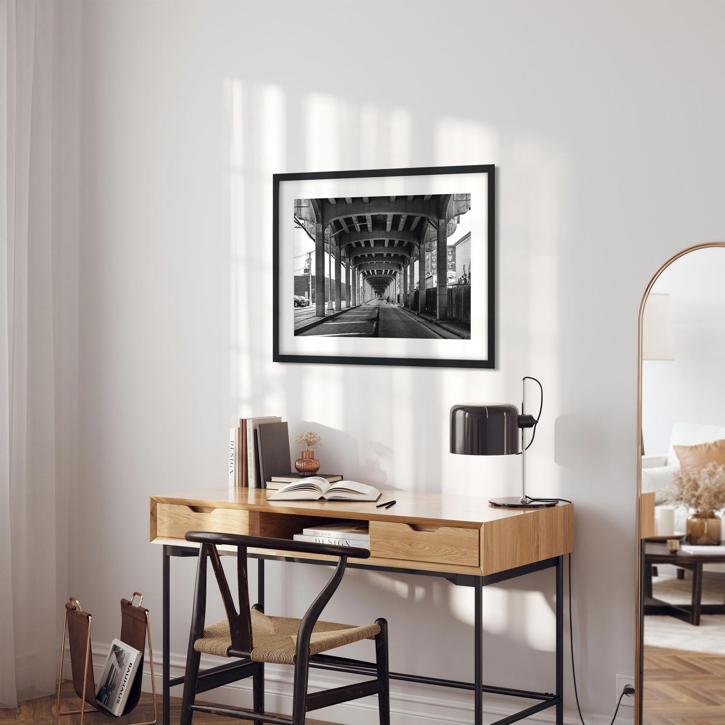 Black and white fine art print of Rockaway Freeway, Queens New York