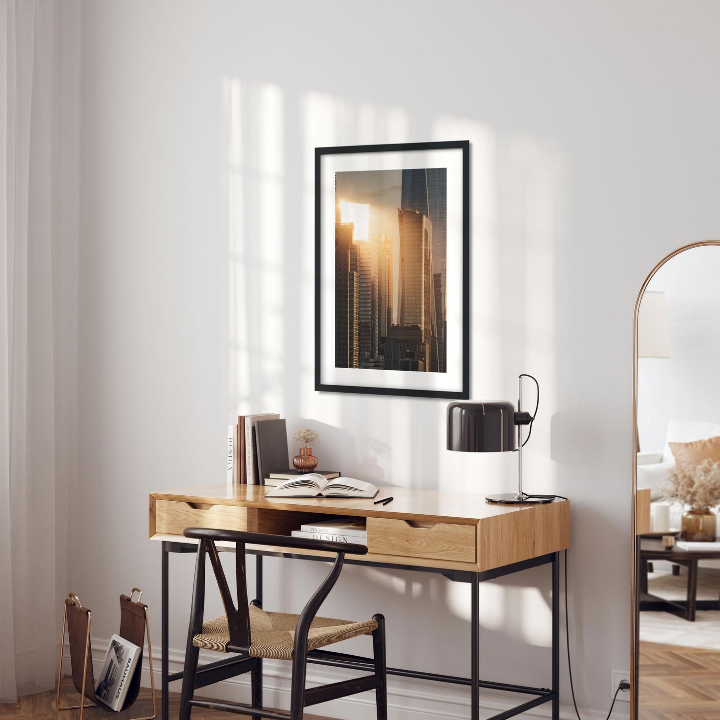 Fine art print of Sunset Light Reflected on Skyscrapers in Lower Manhattan New York City