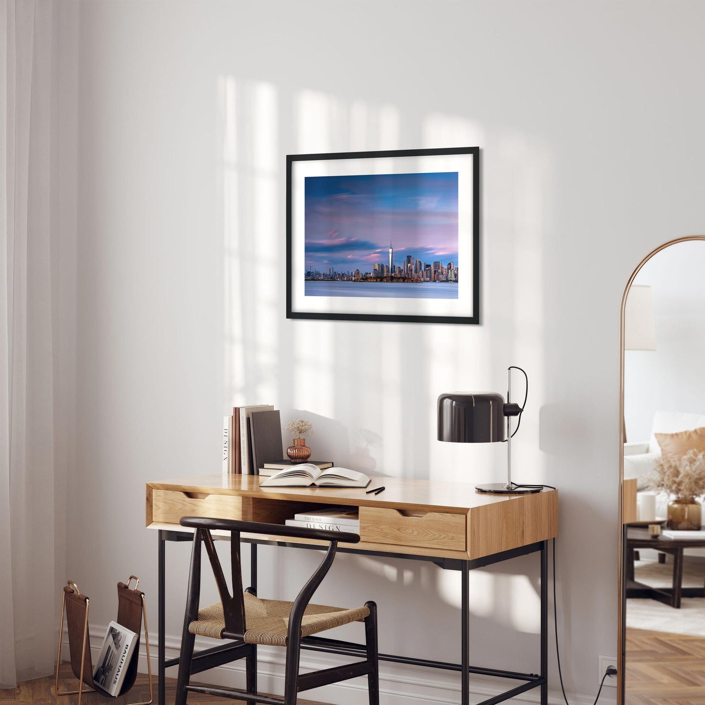 Fine art print of Lower Manhattan and Ellis Island at Sunset New York City