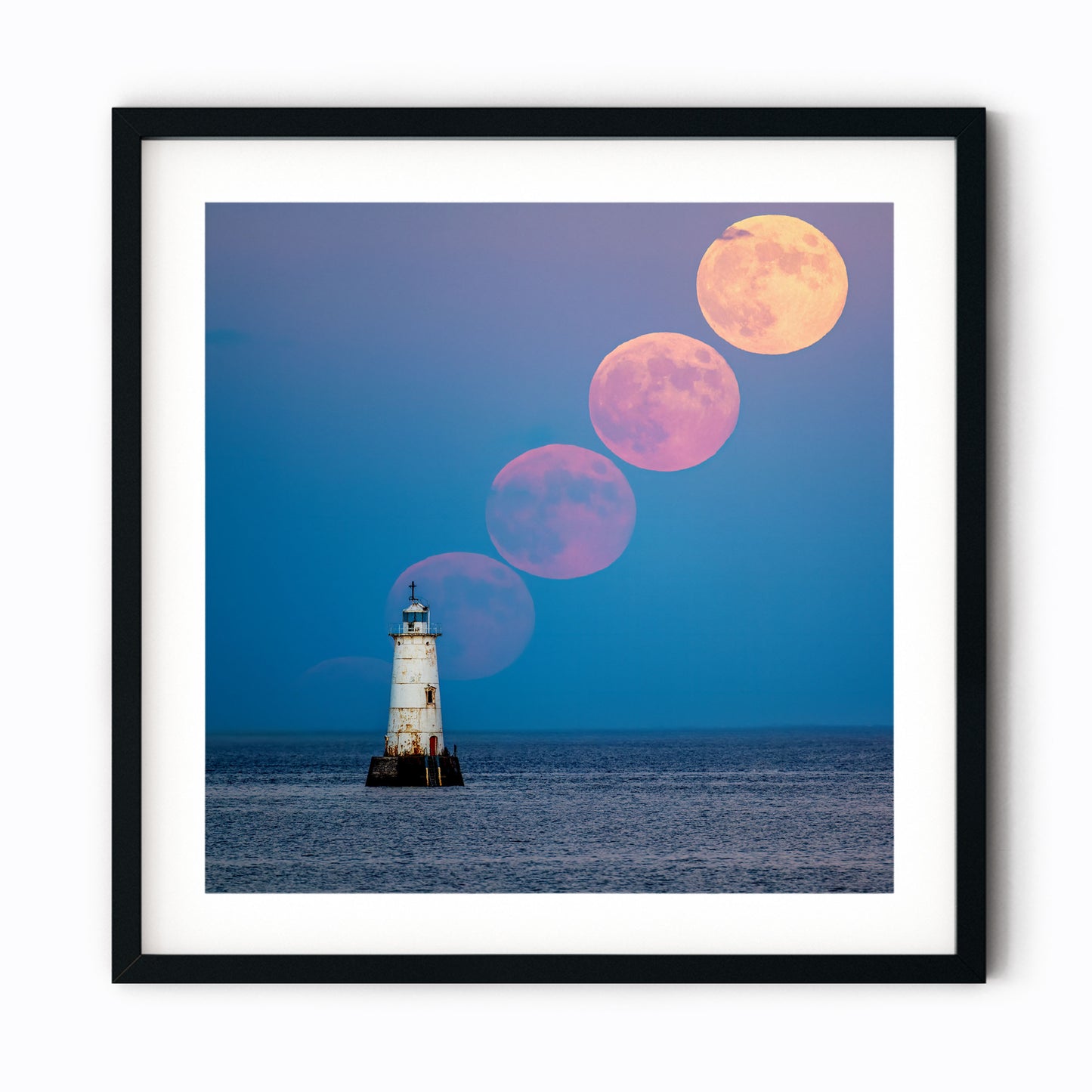Full Moon Rising over Great Beds Lighthouse, New Jersey 2023
