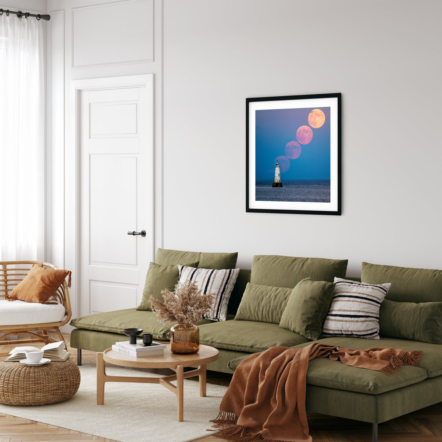 Full Moon Rising over Great Beds Lighthouse, New Jersey 2023