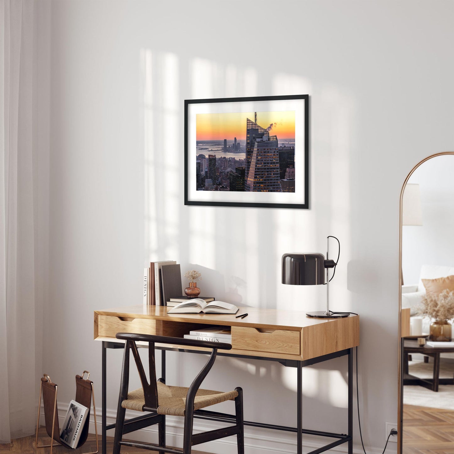 Fine art print of Winter Sunset Over Midtown Manhattan and Hudson River New York City