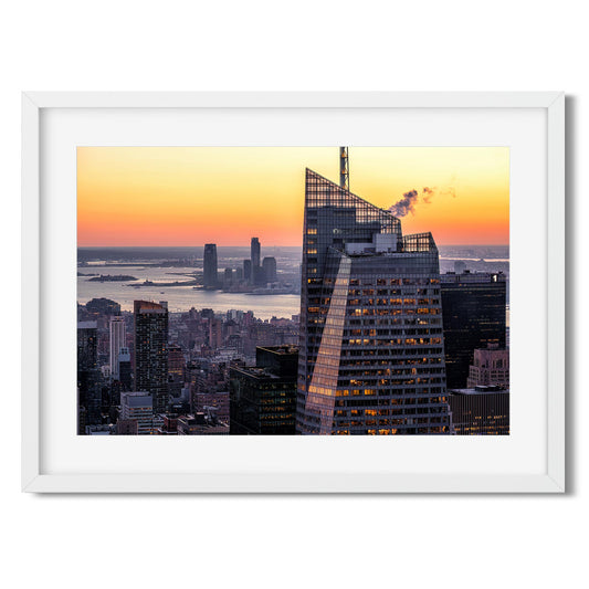 Fine art print of Winter Sunset Over Midtown Manhattan and Hudson River New York City