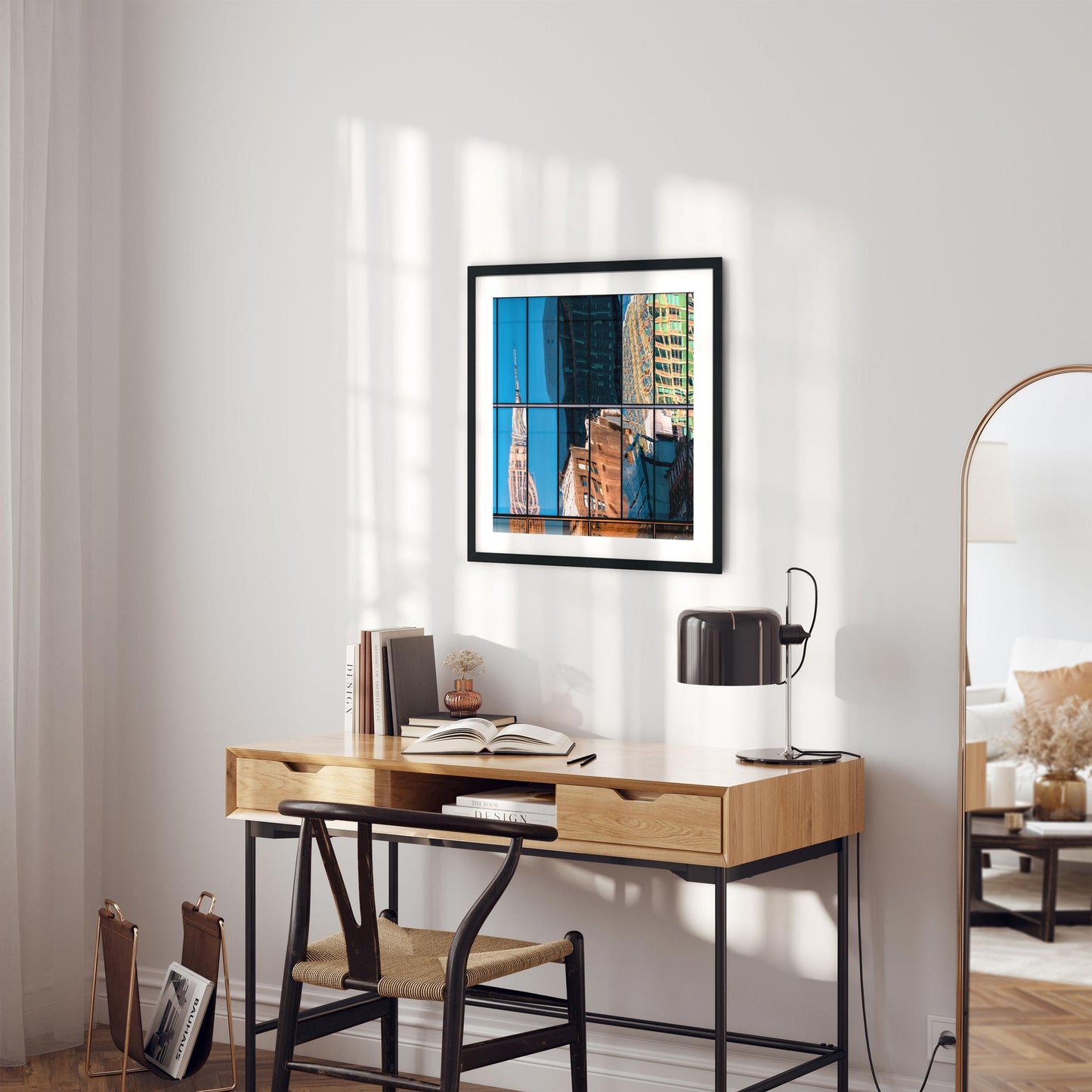 Fine art print of abstract buildings reflection of Empire State Building New York City