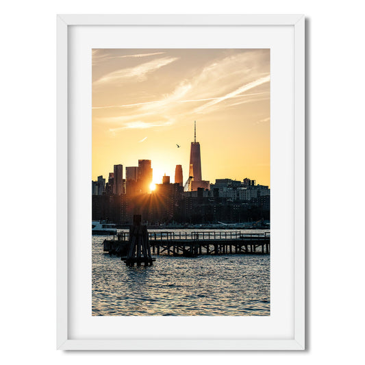 Fine art print of East River Sunset Silhouettes of World Trade Center New York City