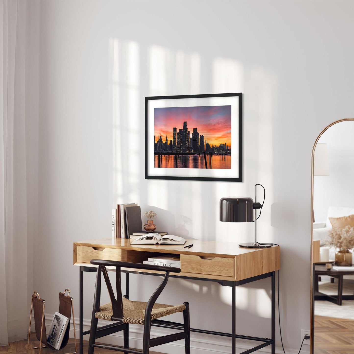 Fine art print of Stunning Sunrise Color Reflecting on Hudson River