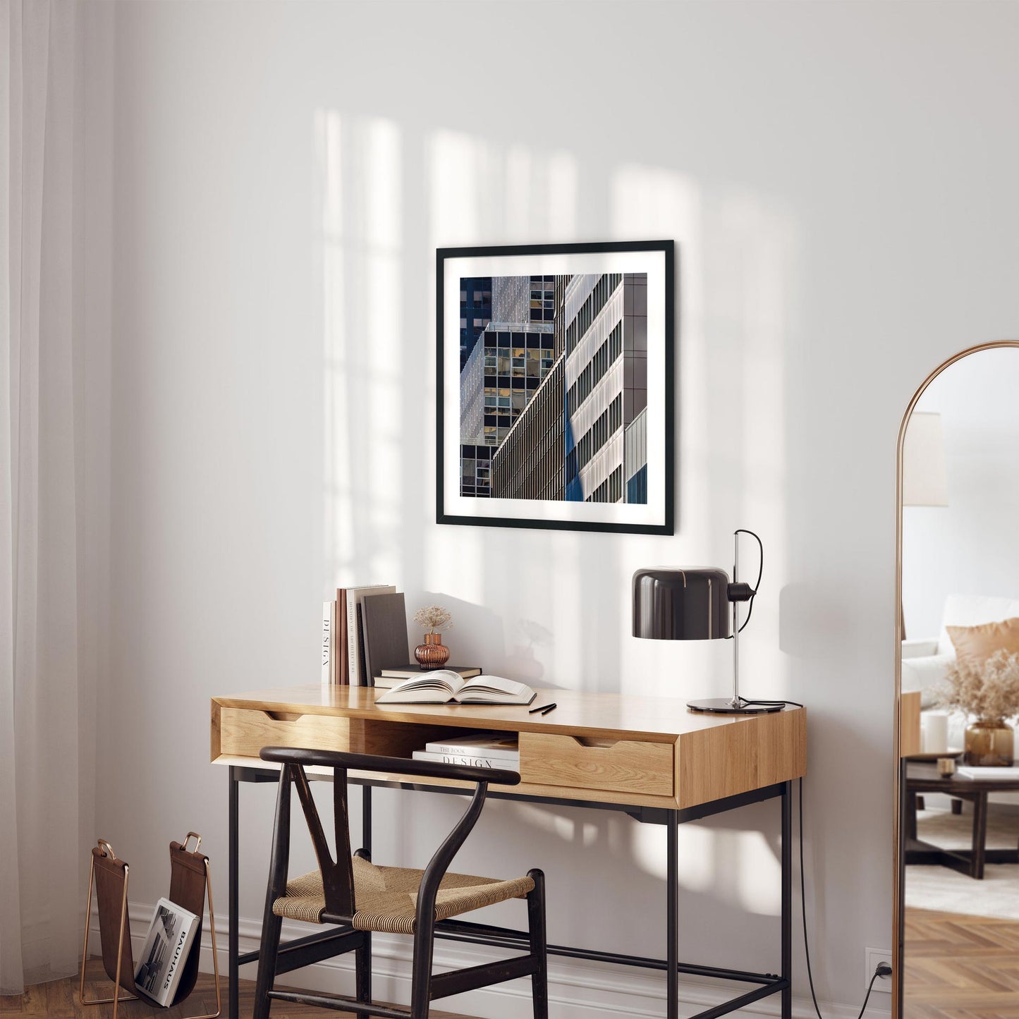 Fine art print of abstract modern building reflection in Midtown East New York City