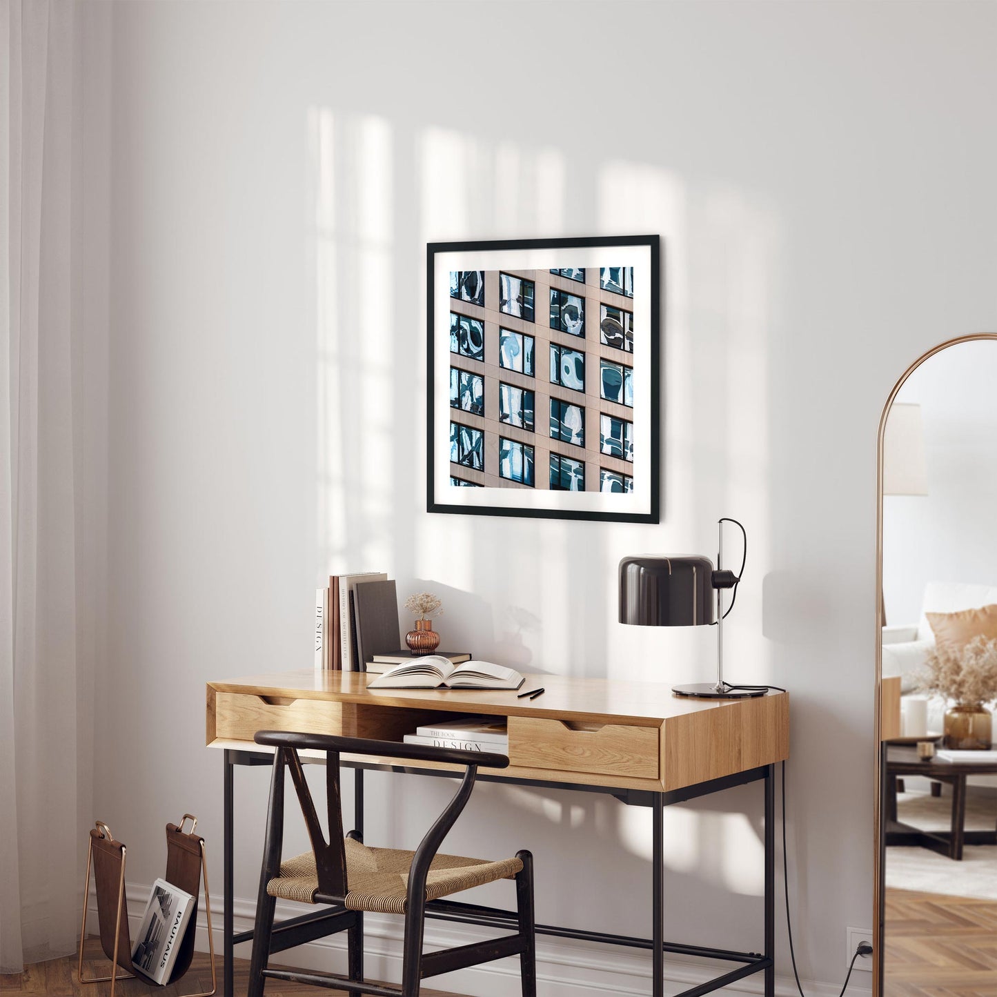 Fine art print of abstract building reflection in Midtown East New York City