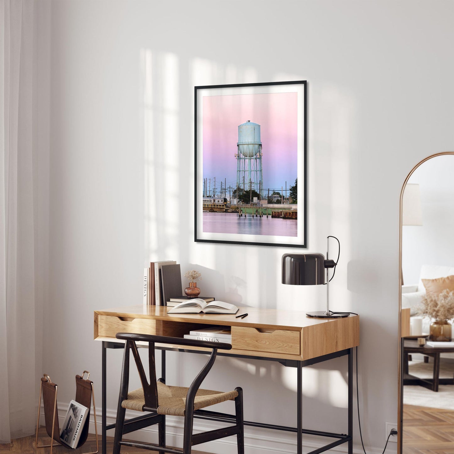 Fine art print of Water Tower on Long Beach NY at Sunset