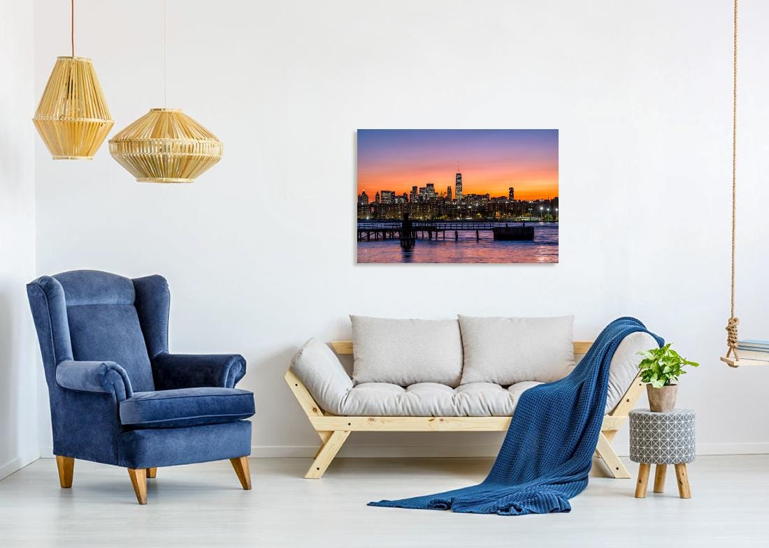 Orange Sunset Color Splash on East River and Lower East Manhattan 2024
