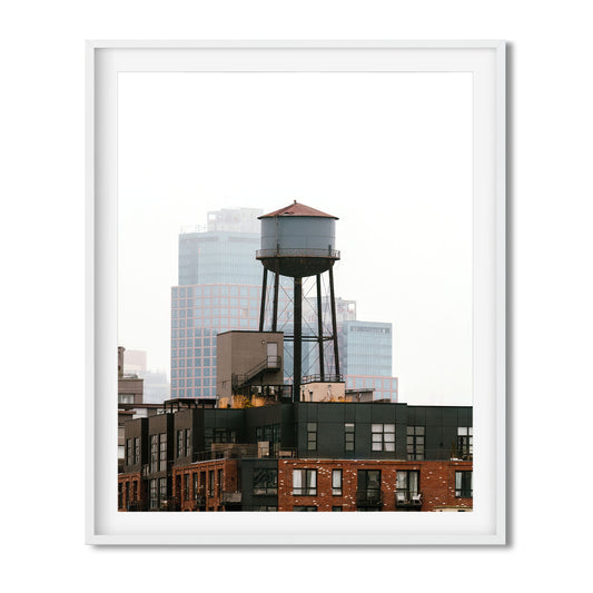 Water Tower at Foggy Morning in Greenpoint, Brooklyn New York City