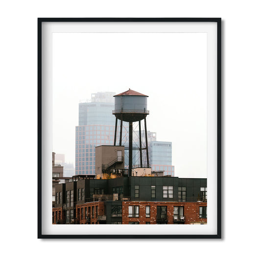 Water Tower at Foggy Morning in Greenpoint, Brooklyn New York City