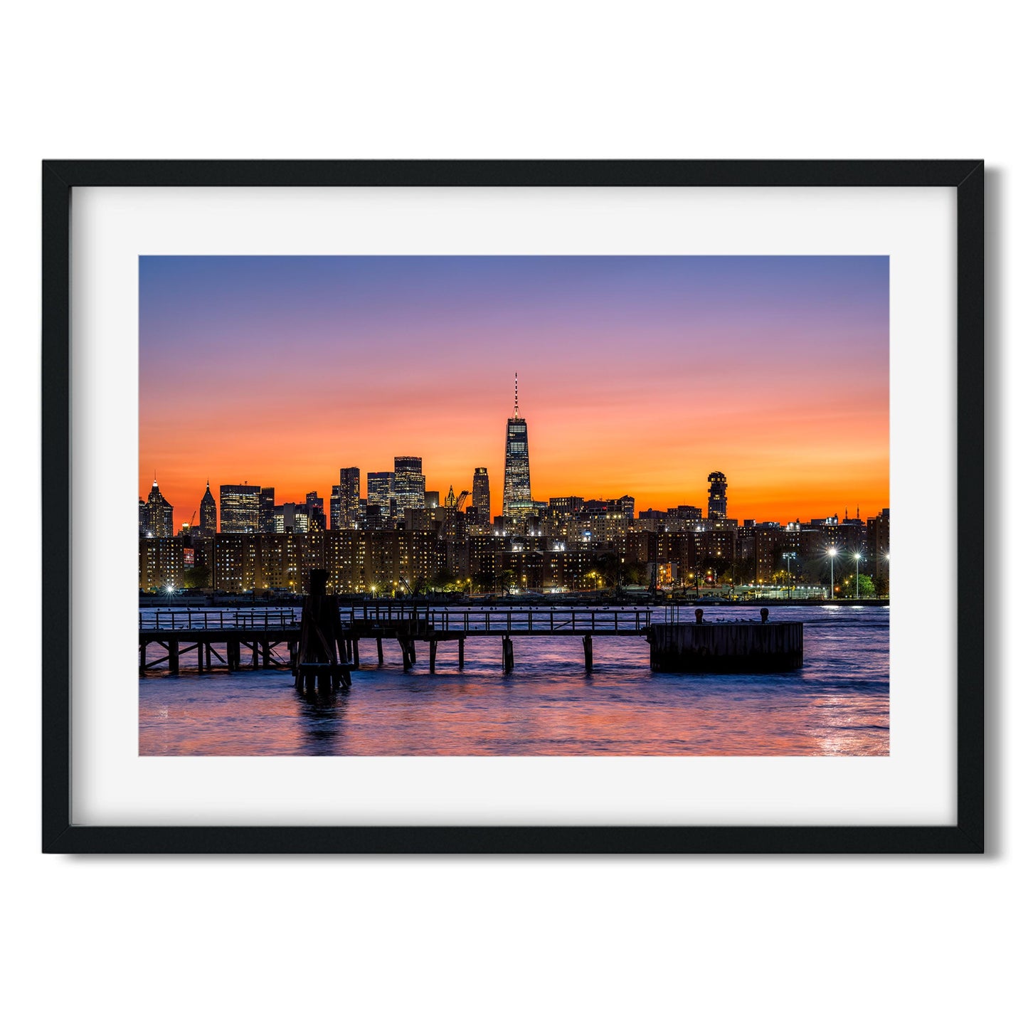 Orange Sunset Color Splash on East River and Lower East Manhattan 2024