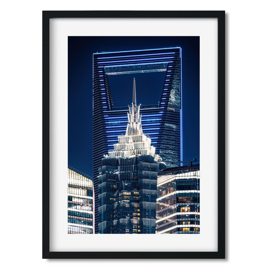 Jin Mao Tower and Shanghai World Financial Center at night 2025