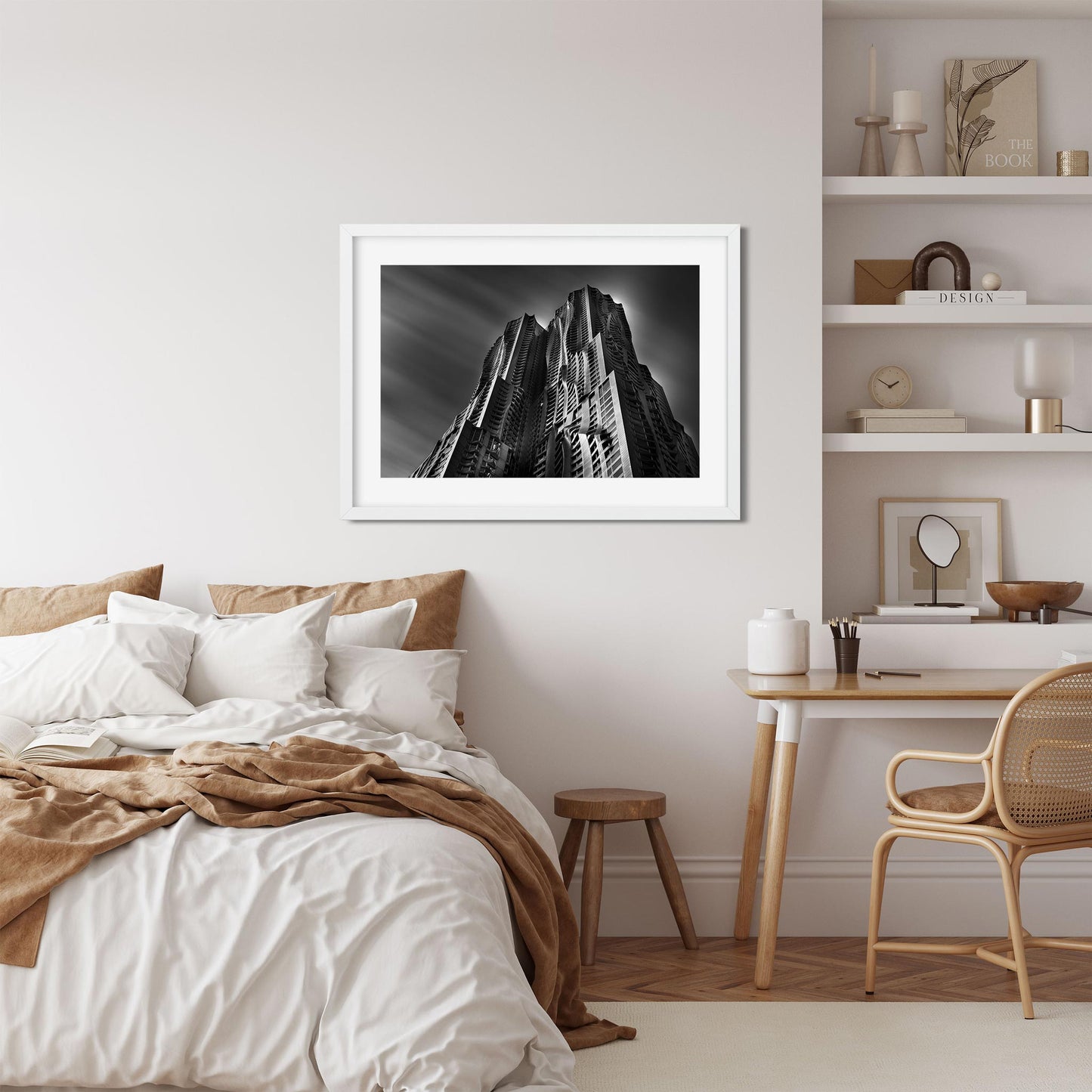 Black and white fine art print of New York by Gehry Lower Manhattan New York City