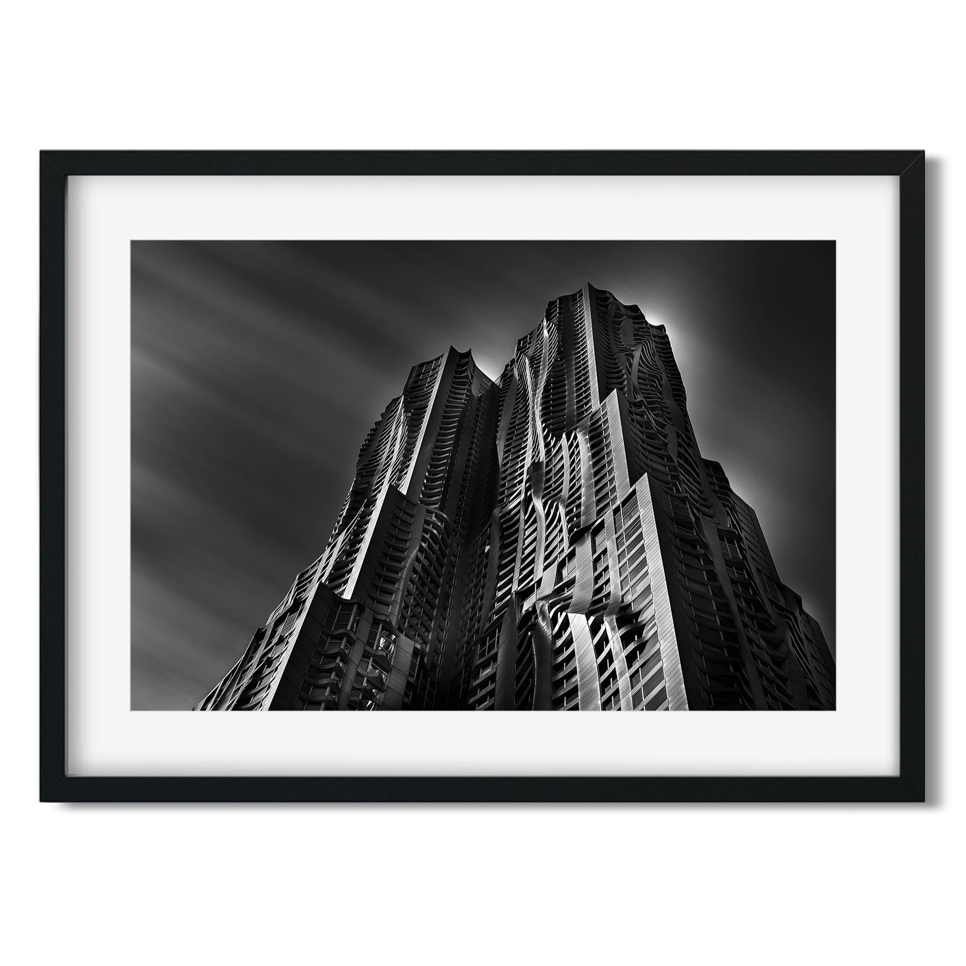 Black and white fine art print of New York by Gehry Lower Manhattan New York City