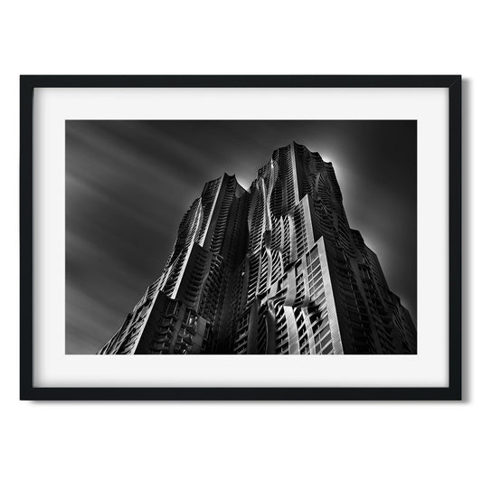 Black and white fine art print of New York by Gehry Lower Manhattan New York City