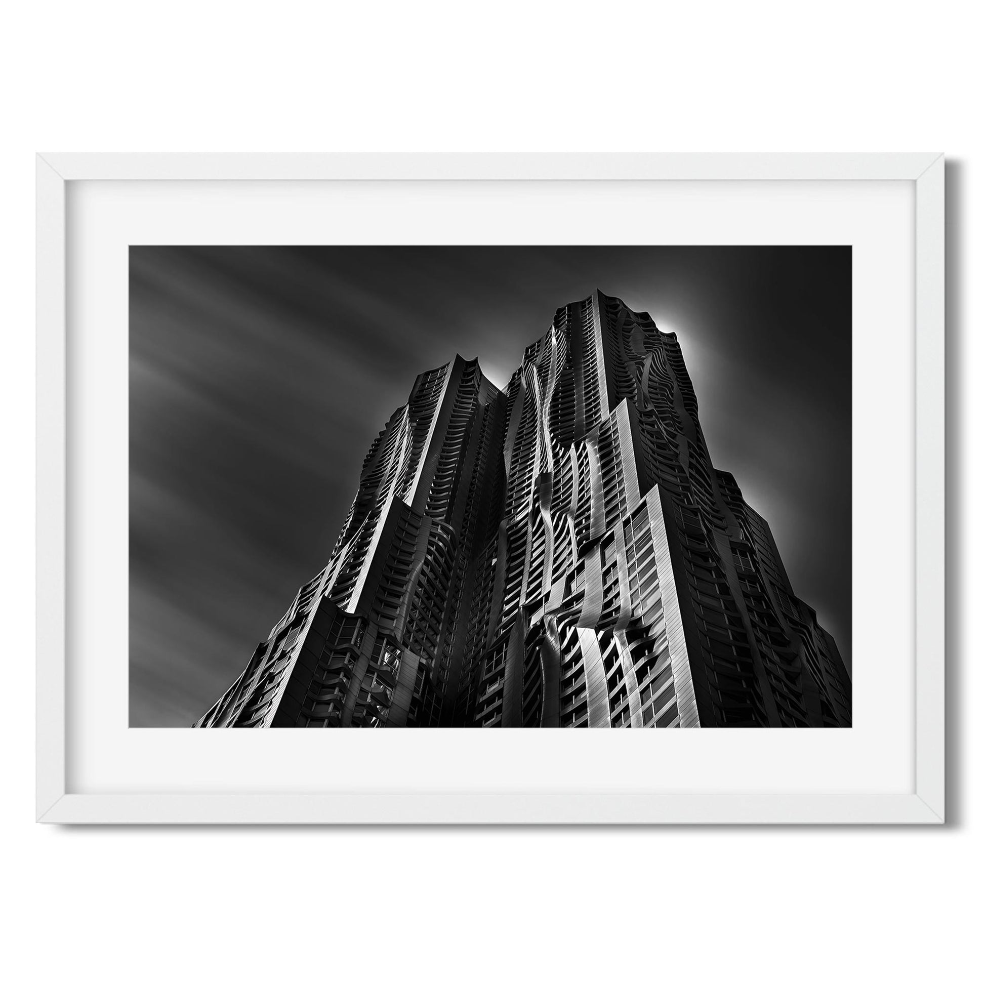 Black and white fine art print of New York by Gehry Lower Manhattan New York City