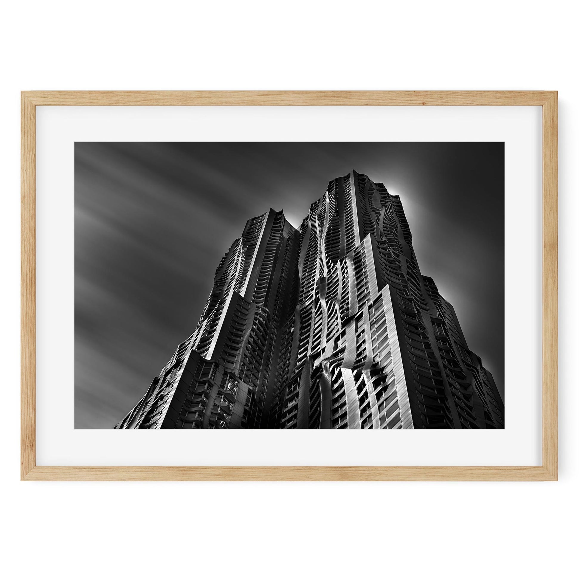 Black and white fine art print of New York by Gehry Lower Manhattan New York City