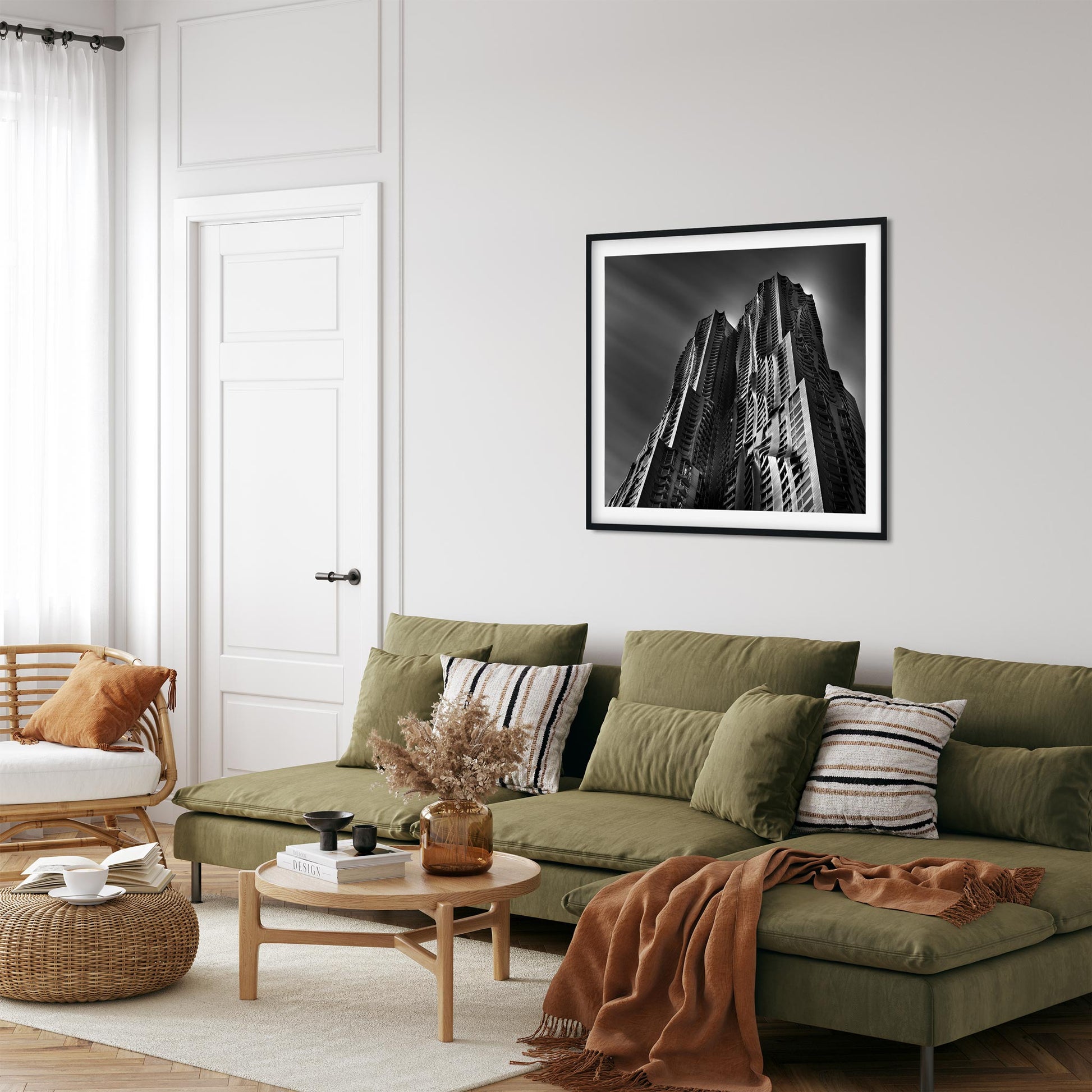 Black and white fine art print of New York by Gehry Lower Manhattan New York City