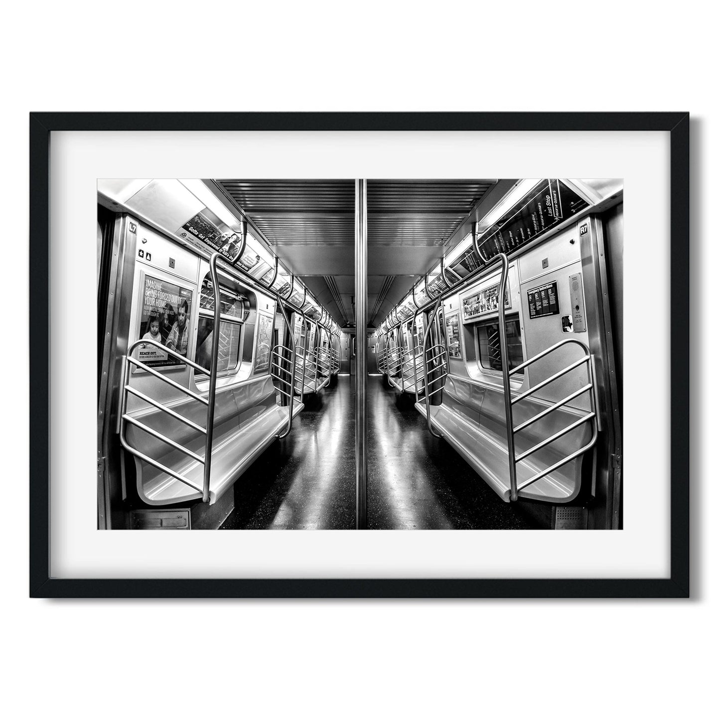 Black and white fine art print of Subway N train Brooklyn New York