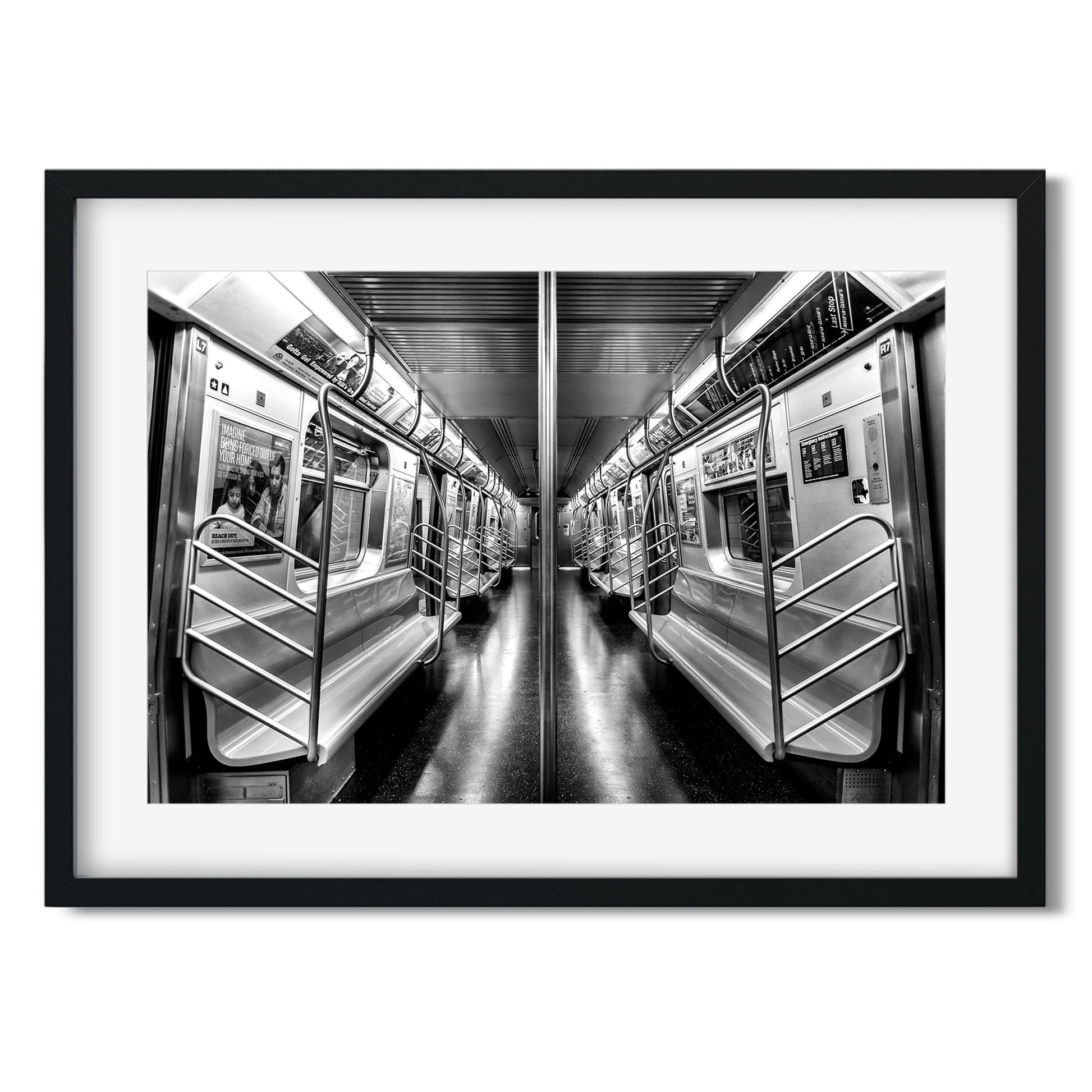 Black and white fine art print of Subway N train Brooklyn New York
