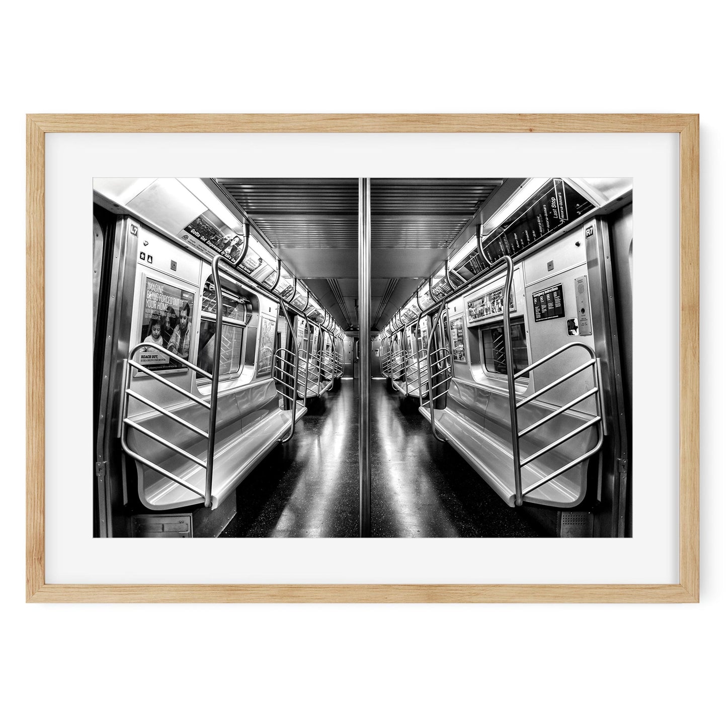 Black and white fine art print of Subway N train Brooklyn New York