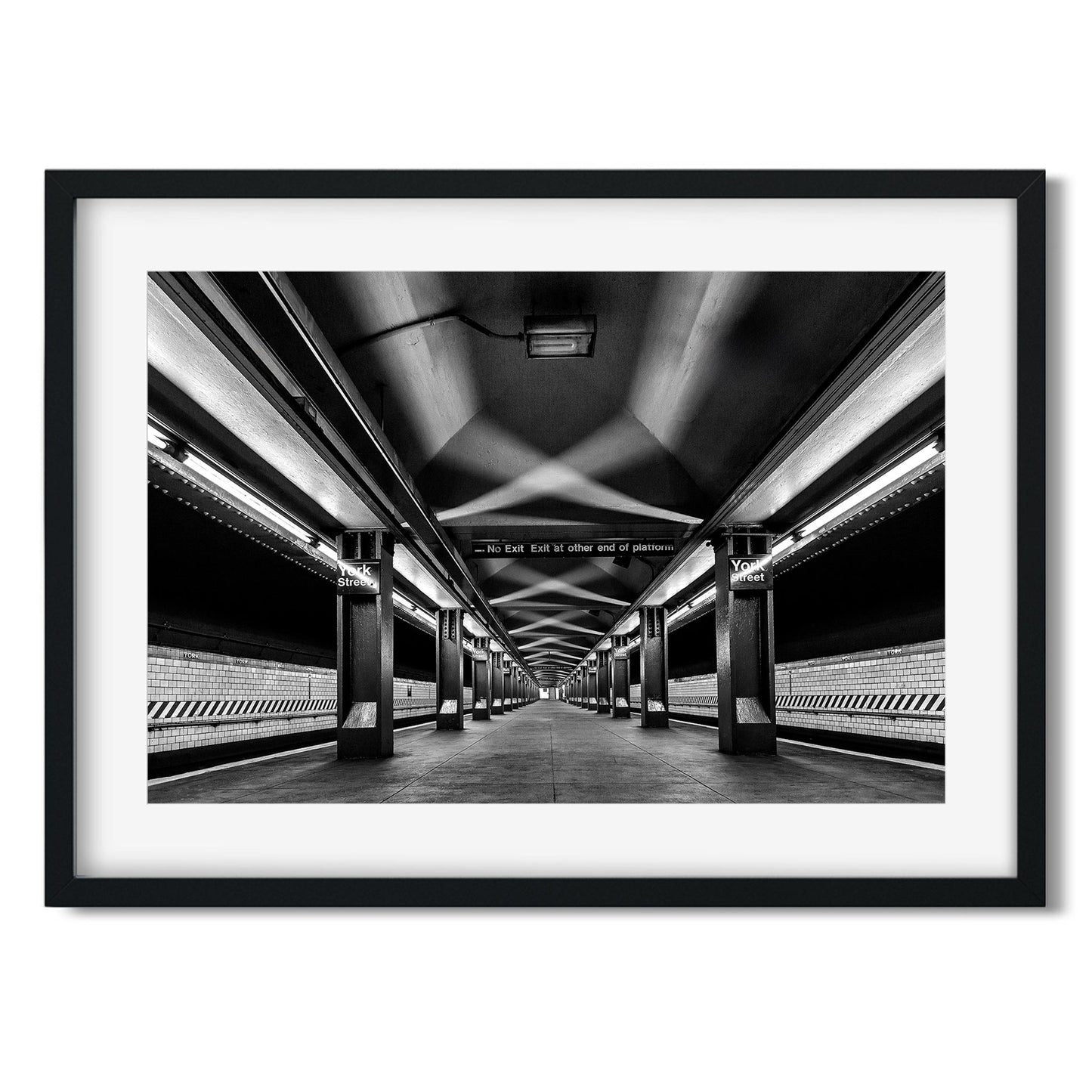 Black and white fine art print of York Street Subway Brooklyn New York