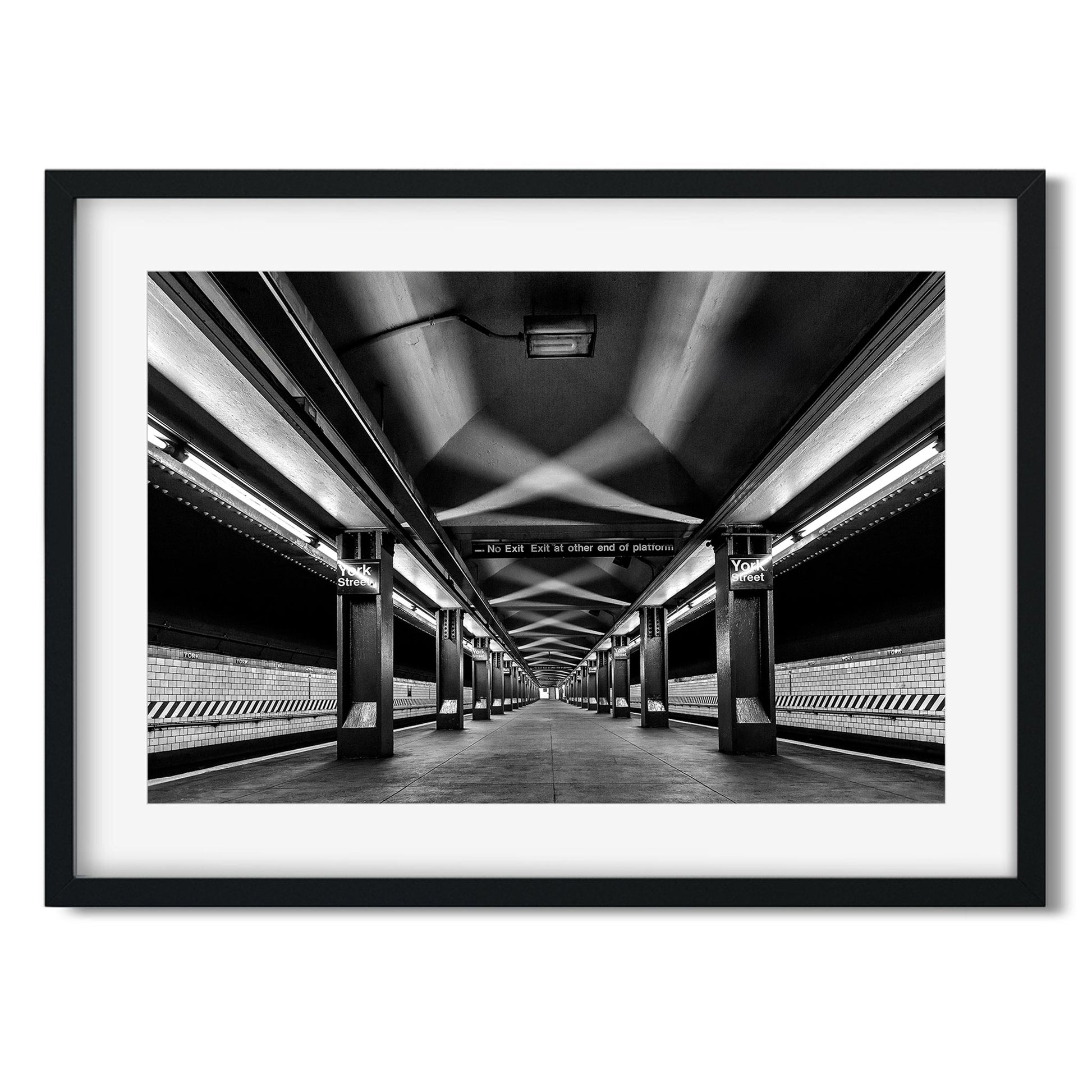 Black and white fine art print of York Street Subway Brooklyn New York