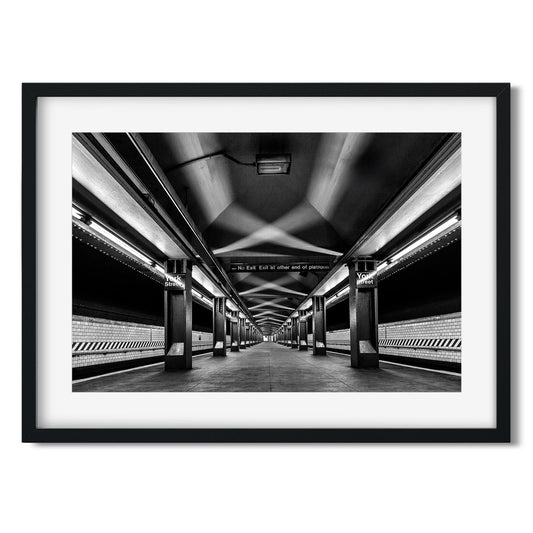 Black and white fine art print of York Street Subway Brooklyn New York