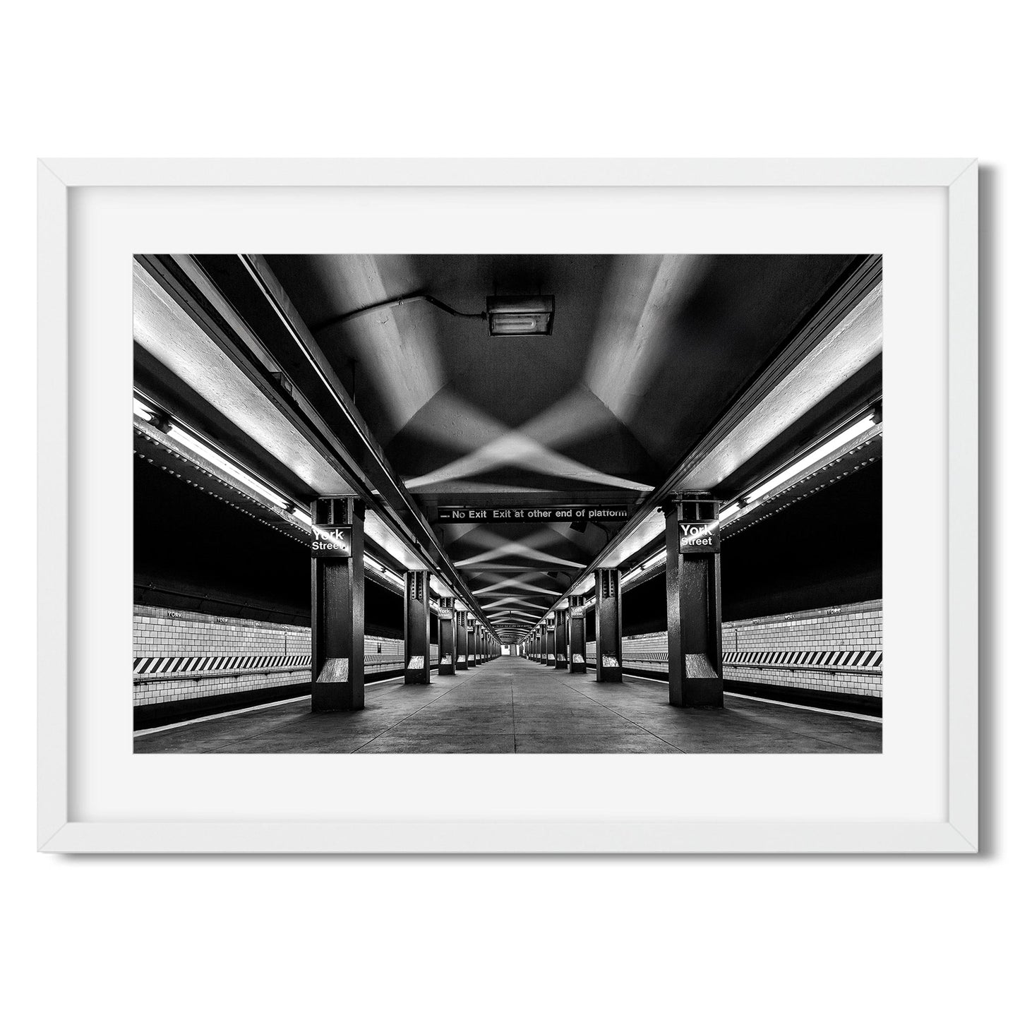 Black and white fine art print of York Street Subway Brooklyn New York