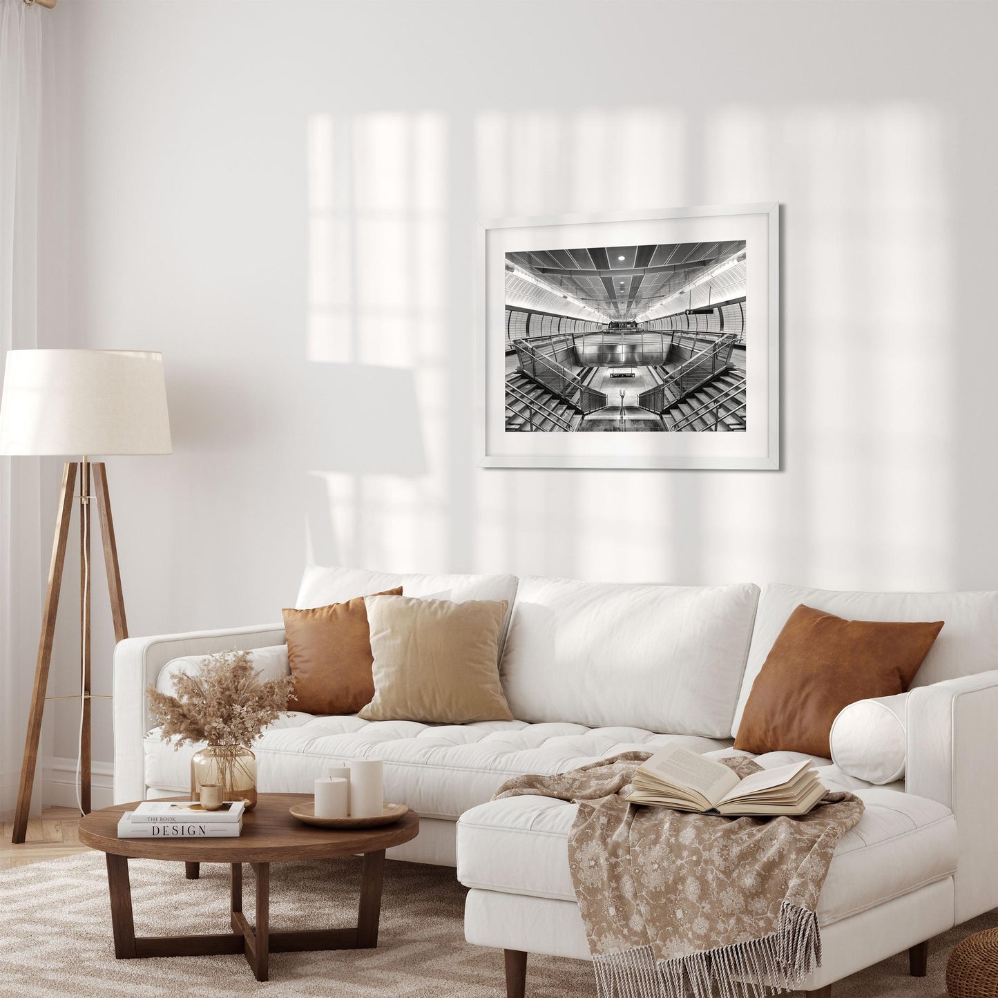 Black and white fine art print of Hudson Yards Subway Station New York City