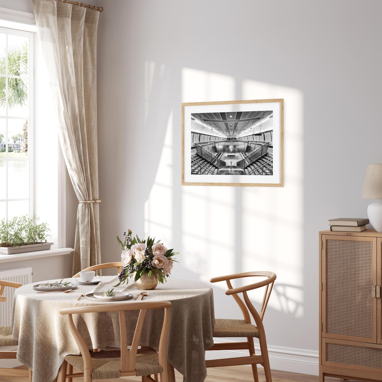 Black and white fine art print of Hudson Yards Subway Station New York City