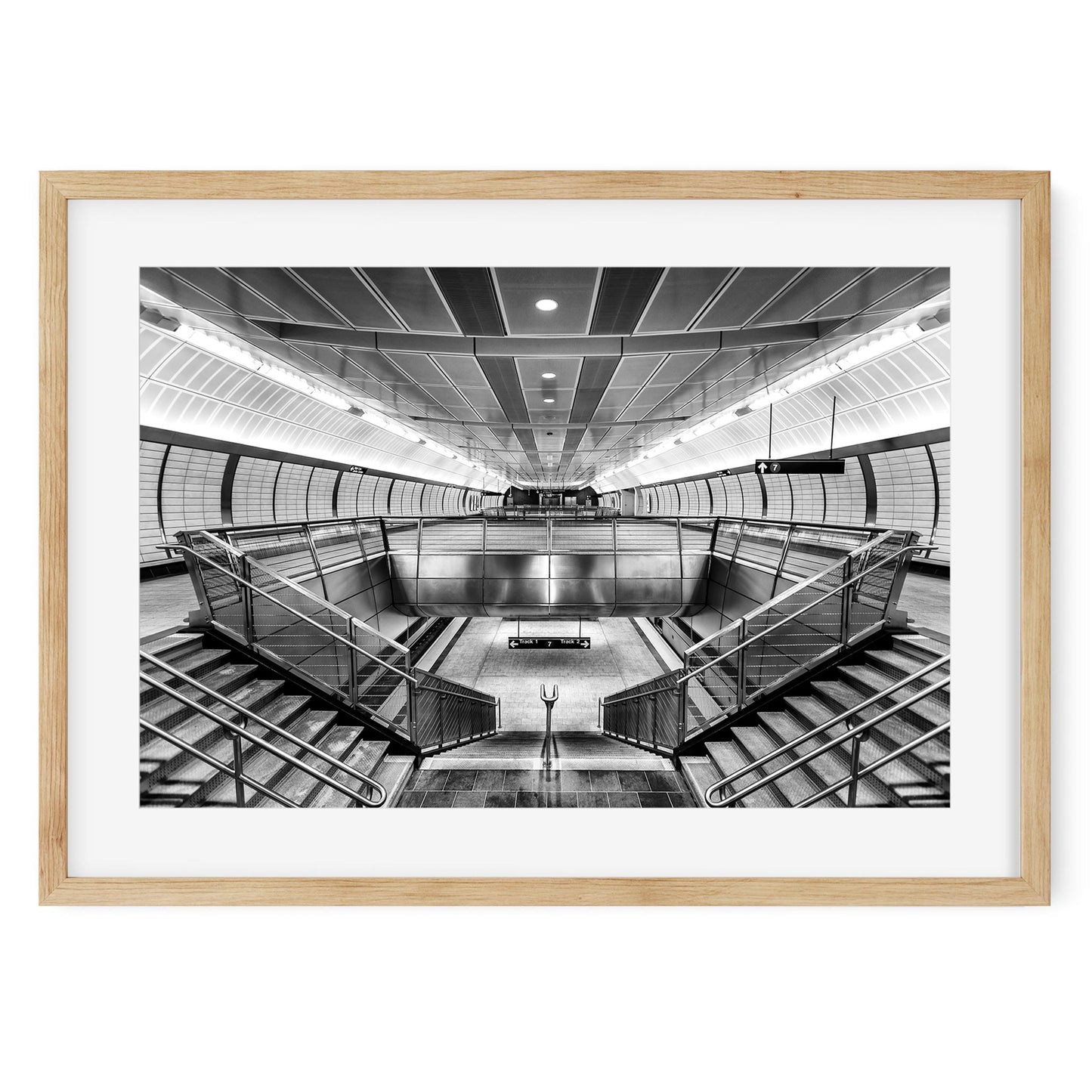 Black and white fine art print of Hudson Yards Subway Station New York City