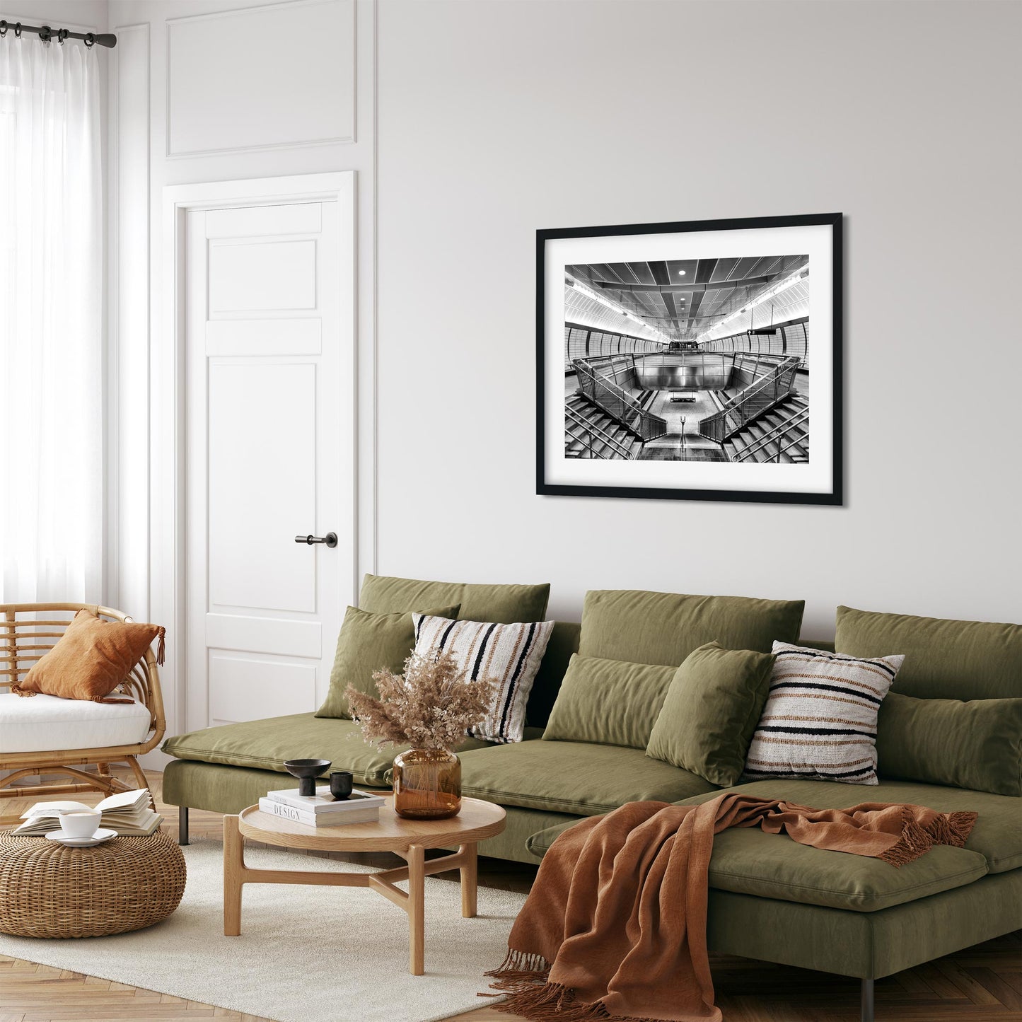 Black and white fine art print of Hudson Yards Subway Station New York City