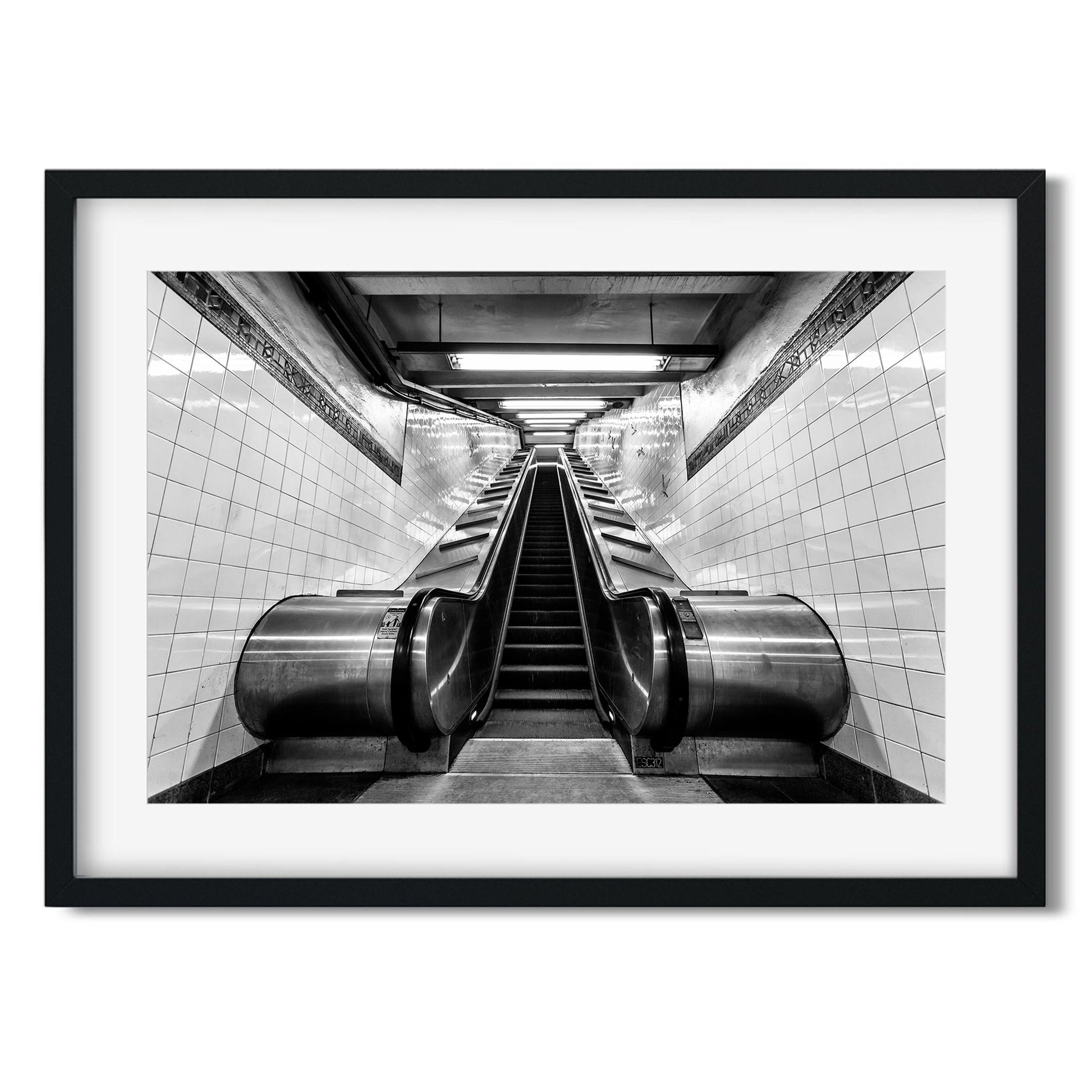 Black and white fine art print of Whitehall Street Subway Lower Manhattan New York City