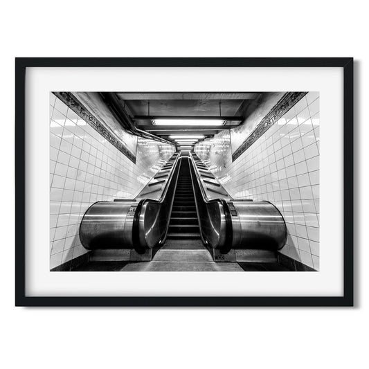 Black and white fine art print of Whitehall Street Subway Lower Manhattan New York City