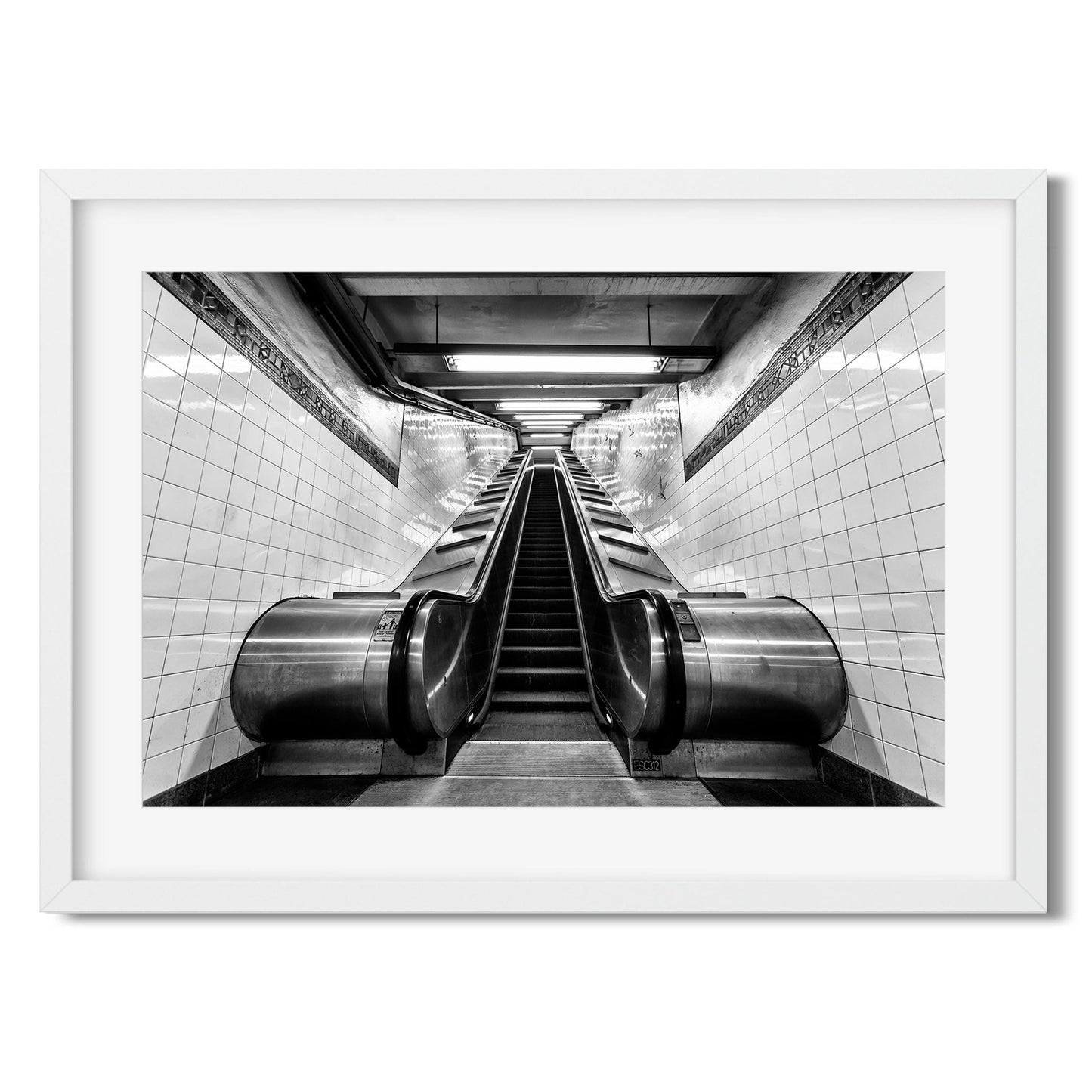 Black and white fine art print of Whitehall Street Subway Lower Manhattan New York City