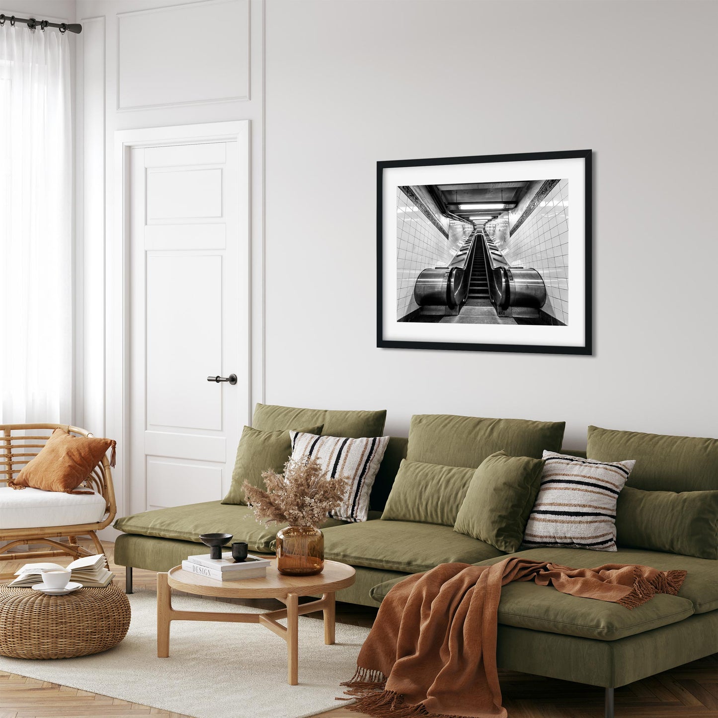 Black and white fine art print of Whitehall Street Subway Lower Manhattan New York City