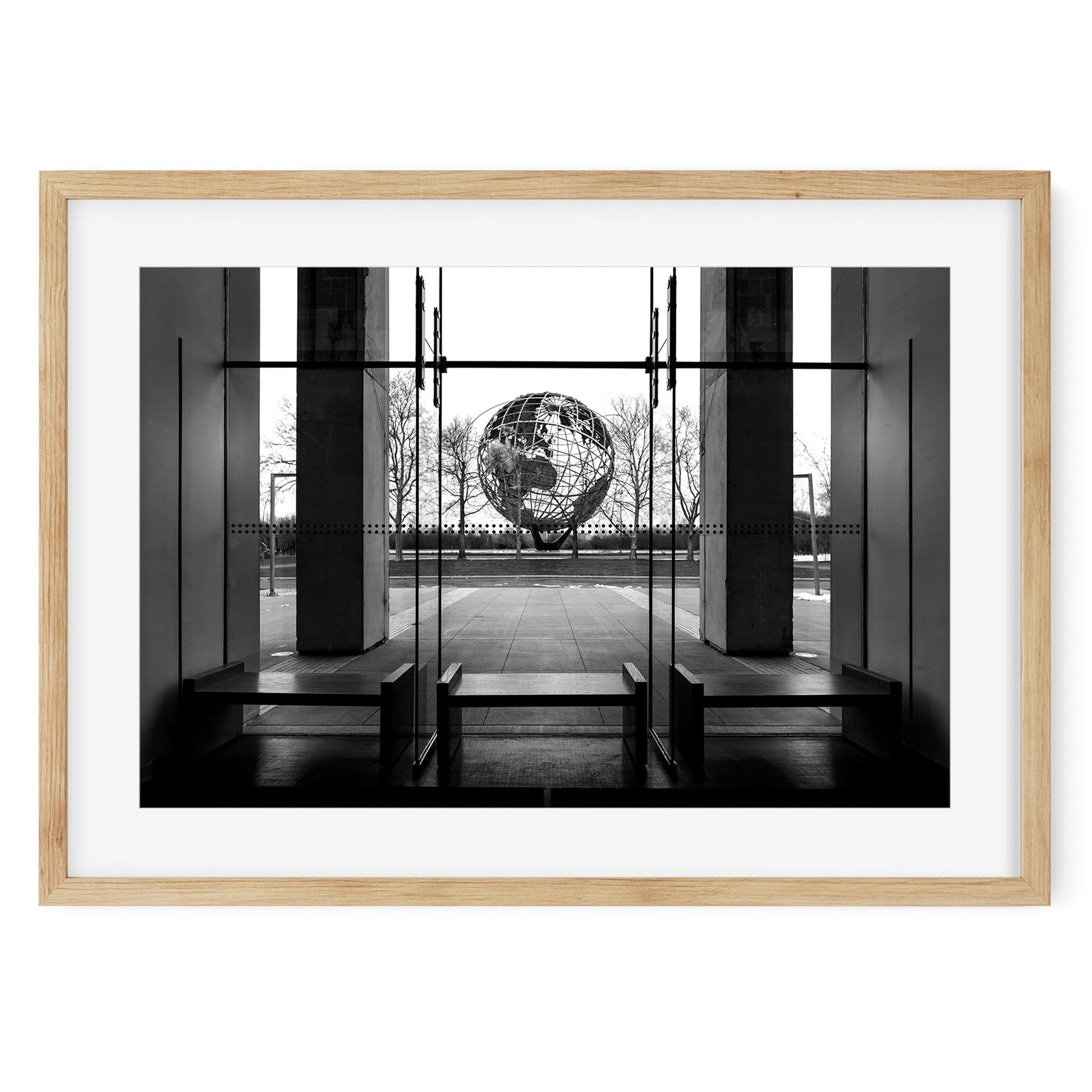 Black and white fine art print of Queens Museum New York 