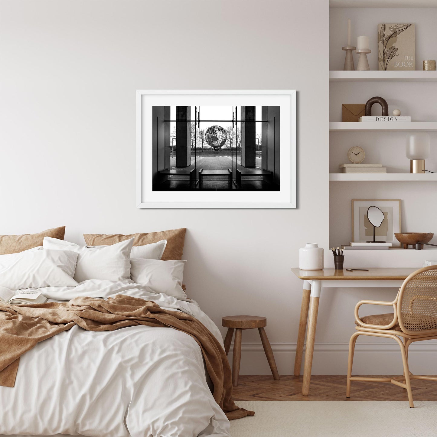 Black and white fine art print of Queens Museum New York 