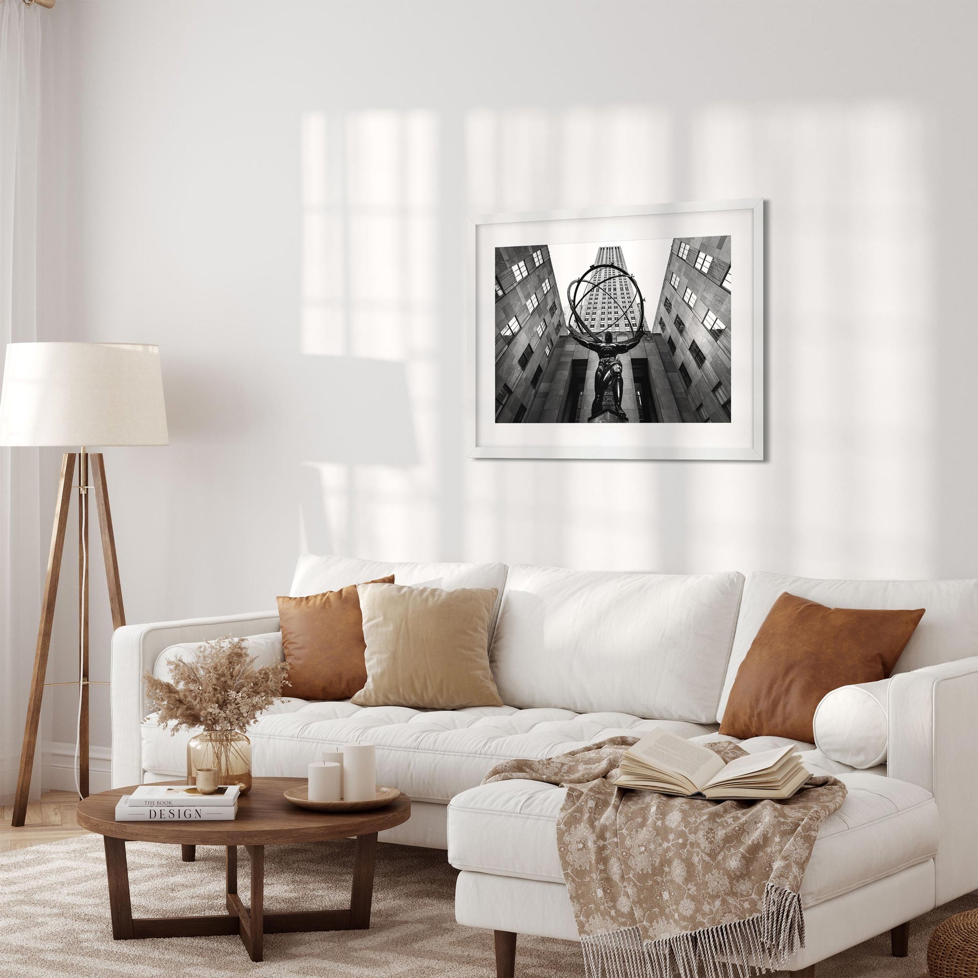 Black and white fine art print of Rockefeller Center New York City