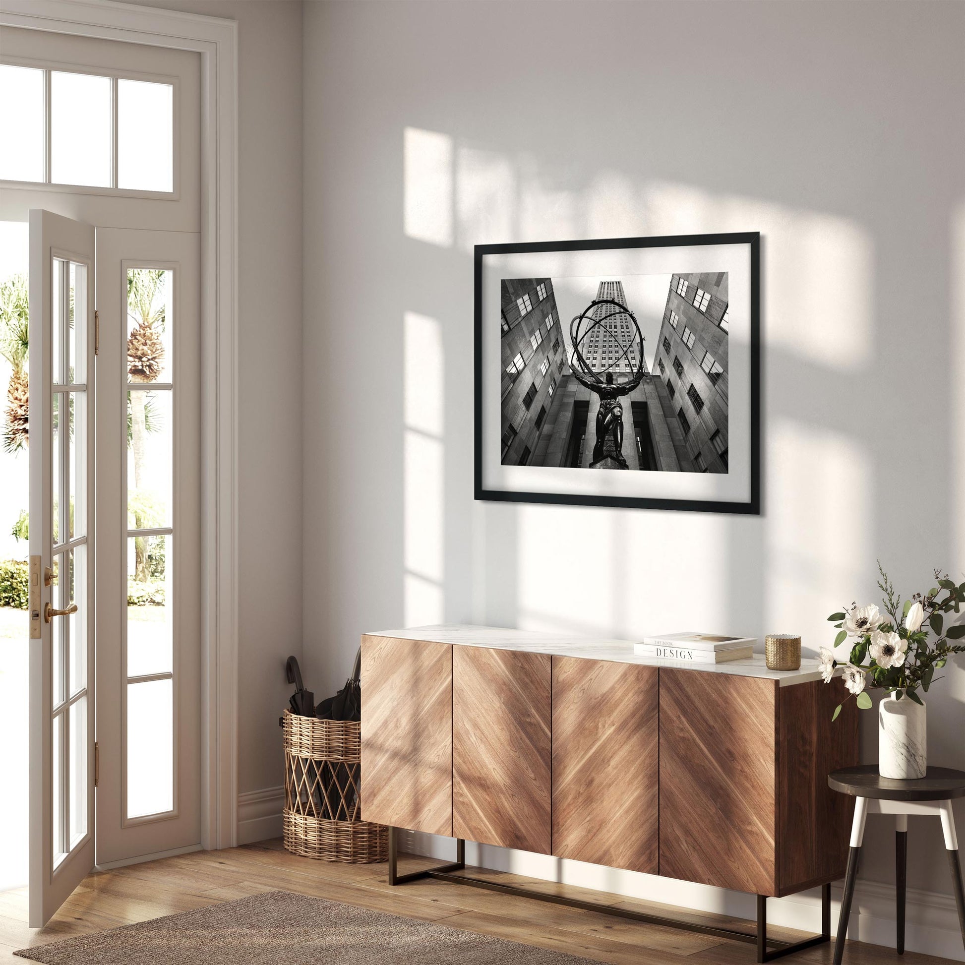 Black and white fine art print of Rockefeller Center New York City