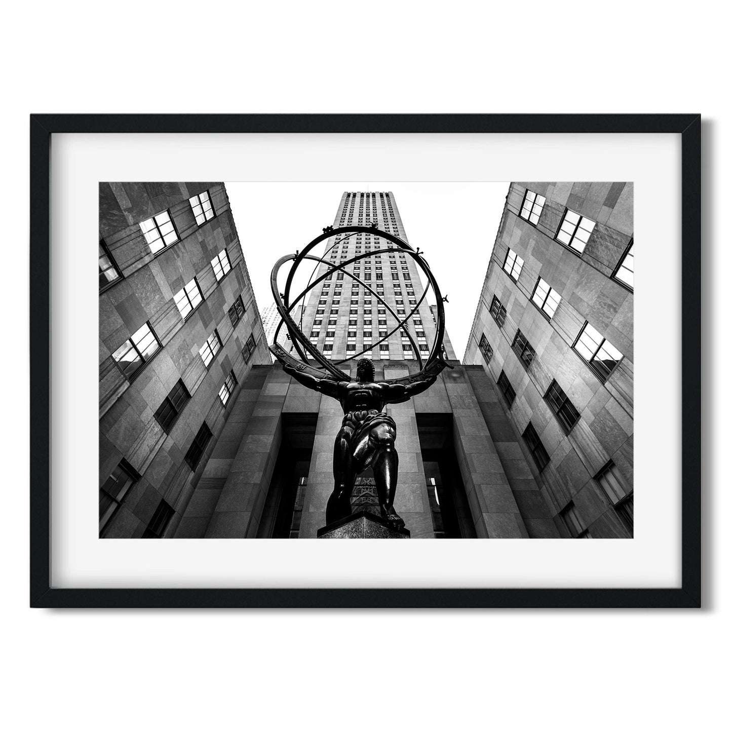Black and white fine art print of Rockefeller Center New York City