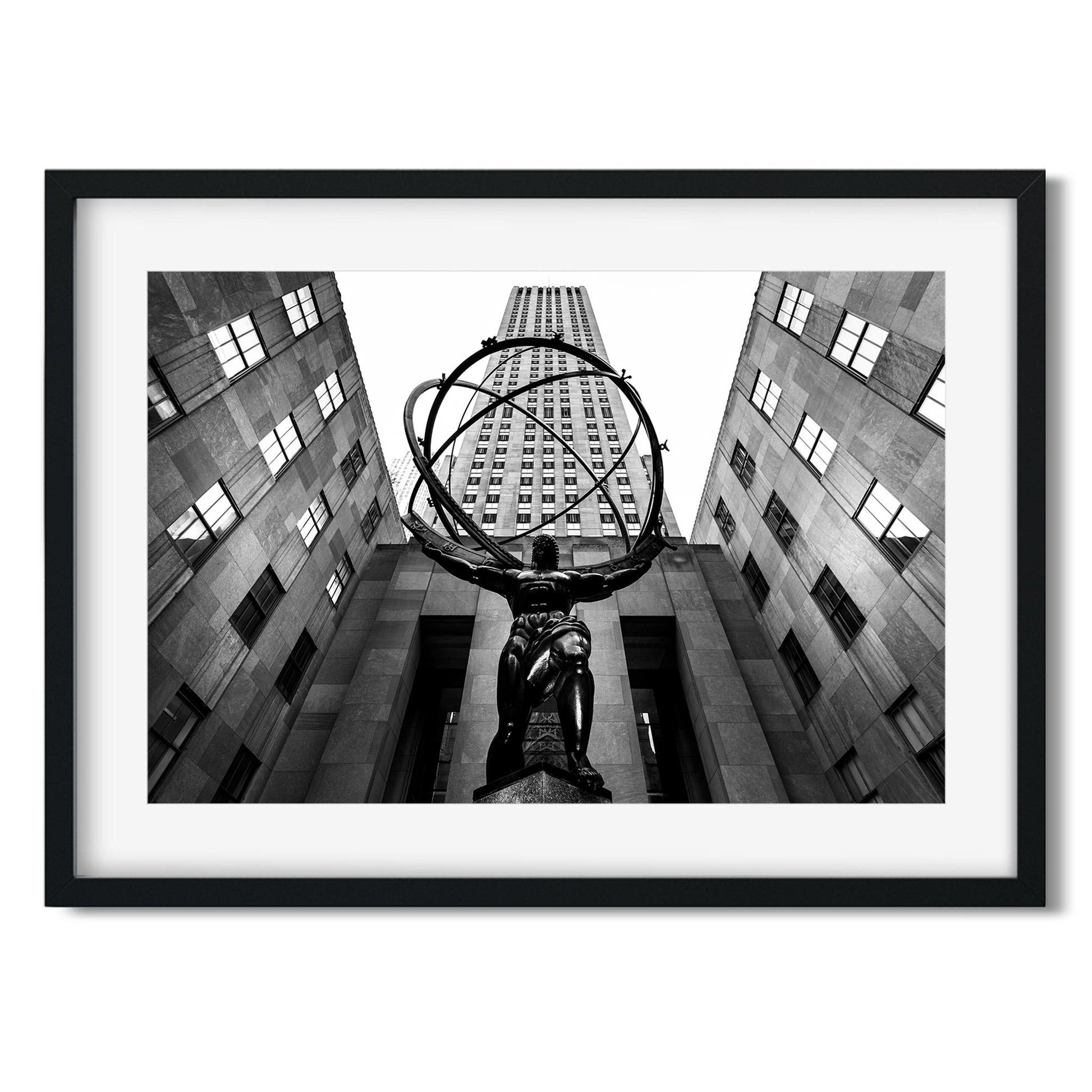 Black and white fine art print of Rockefeller Center New York City