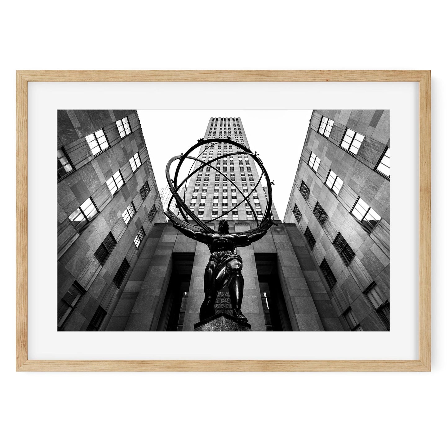 Black and white fine art print of Rockefeller Center New York City