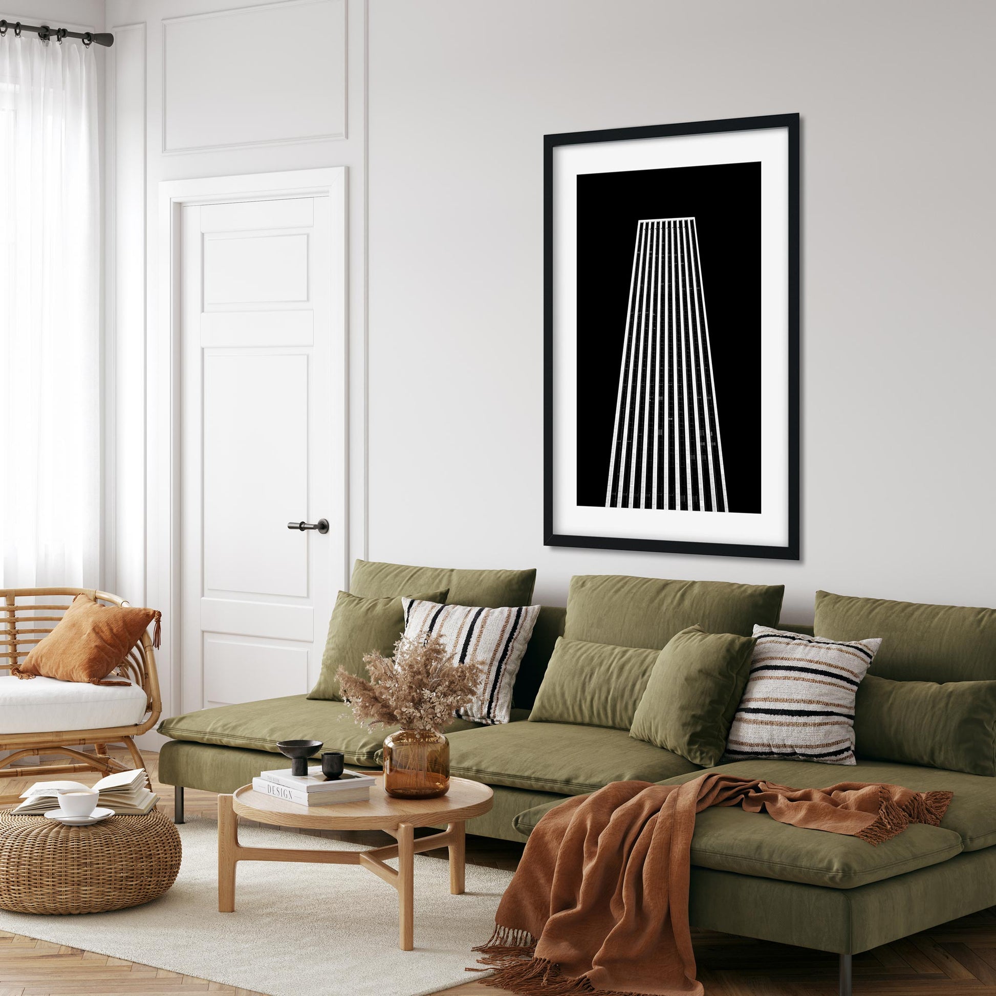 Black and white fine art print of General Motors Building New York City