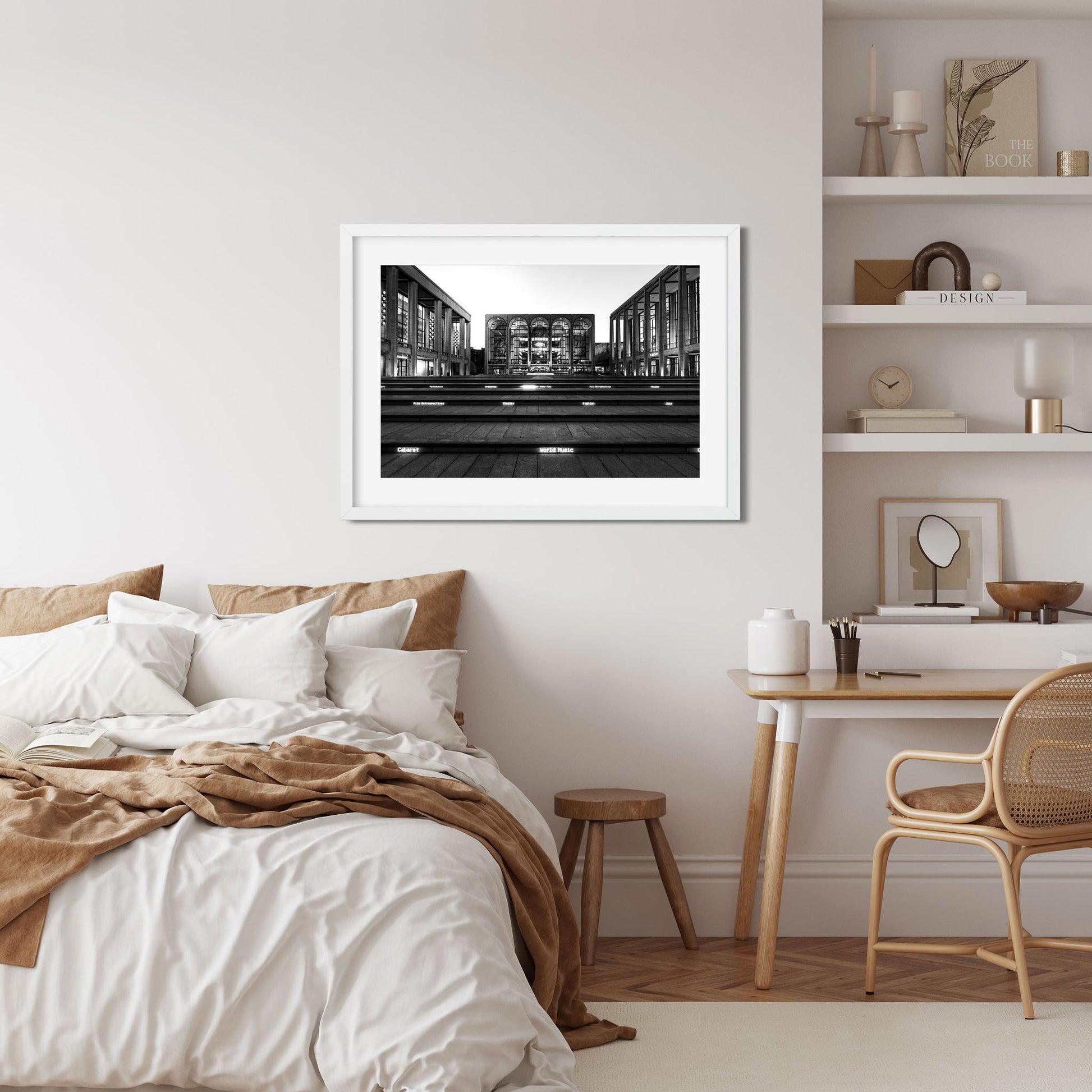 Black and white fine art print of Lincoln Center New York City
