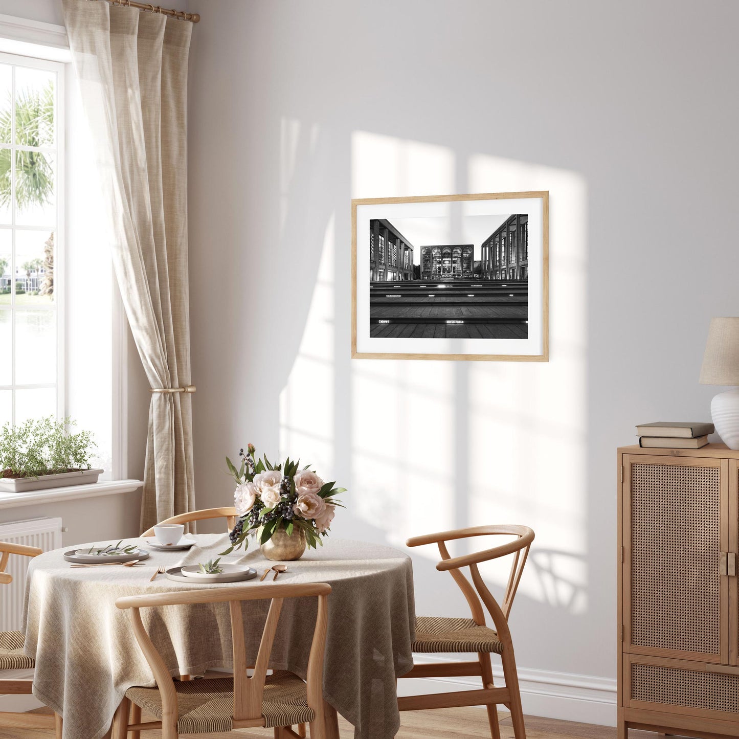 Black and white fine art print of Lincoln Center New York City